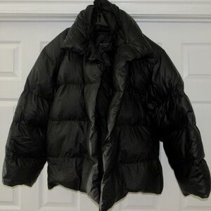 NWT BALENCIAGA $3650 Unisex Black Wrap Puffer LOGO COAT L
